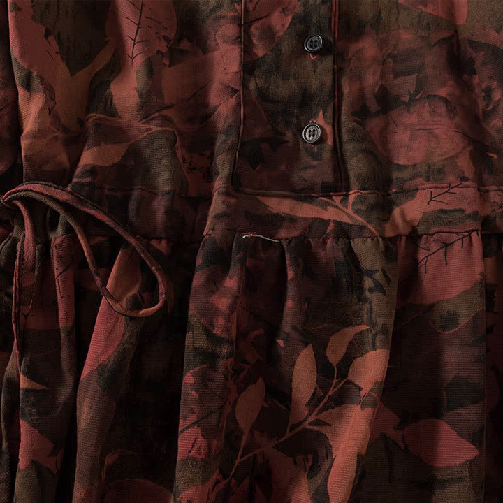 Buddha Stones Fall Elegant Vintage Button-Up Floral Women's Long Sleeve Dress With Pockets - image 11
