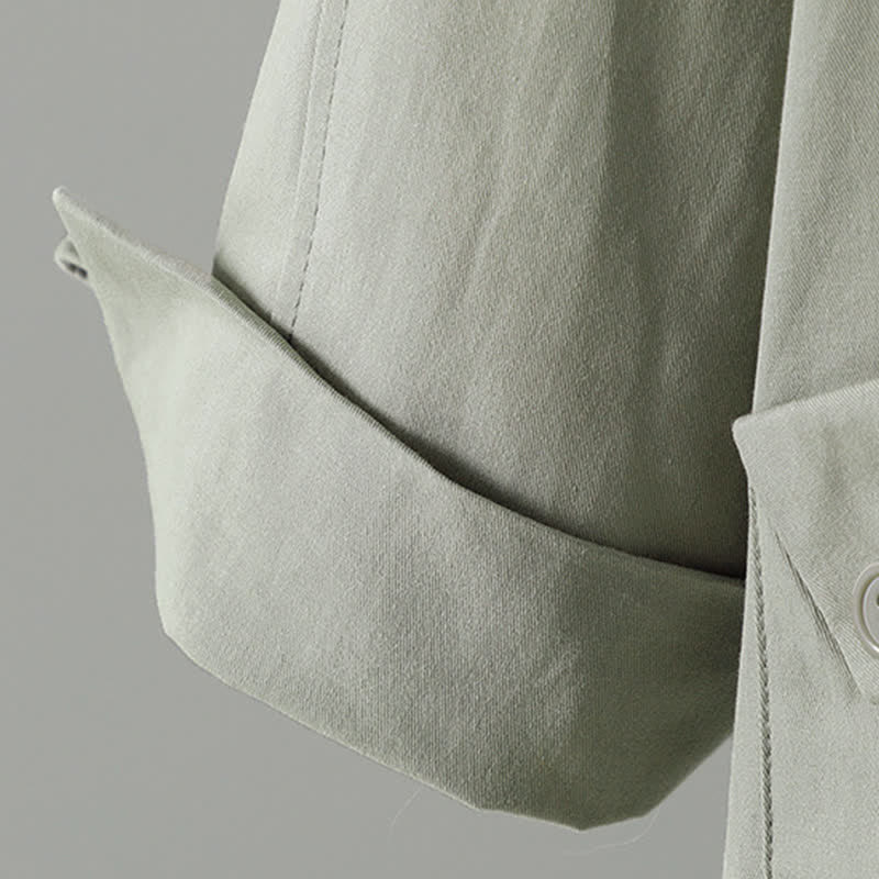 Buddha Stones Spring Fall Casual Minimalist Button-Up Solid Women's Coat With Pocket - image 10