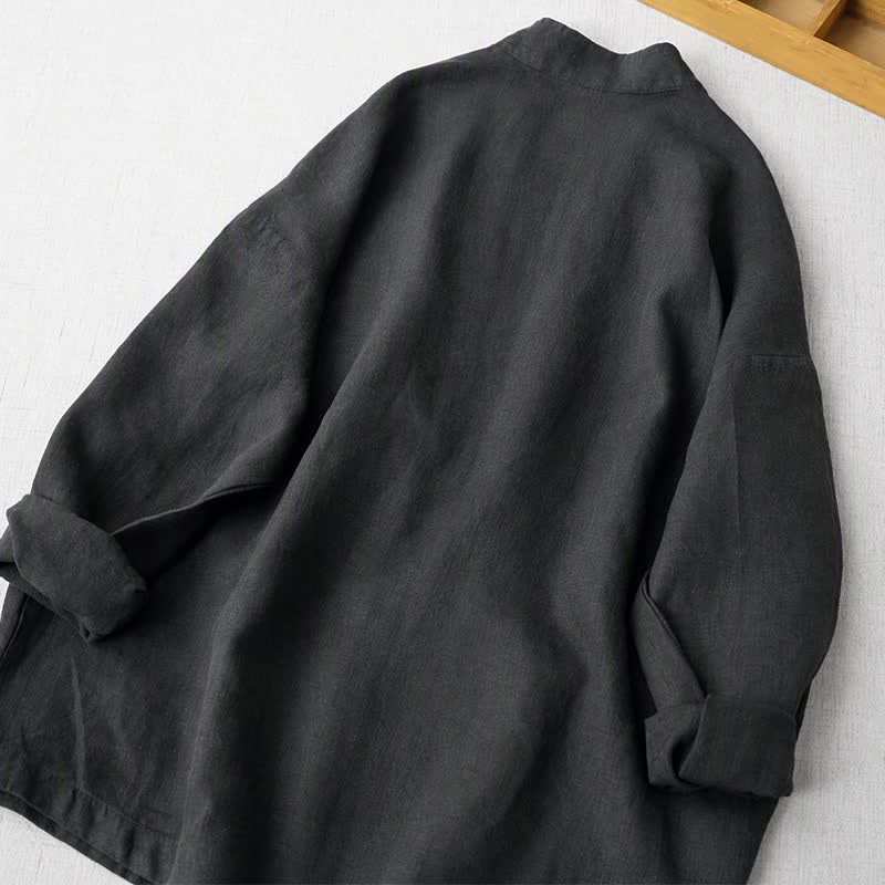 Buddha Stones Spring Fall Casual Minimalist Solid Women's Jacket With Pockets - image 9