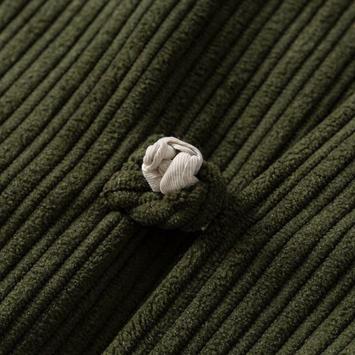 Buddha Stones Fall Winter Casual Tang Style Mandarin Collar Solid Corduroy Reversible Men's Jackets With Pocket - image 10