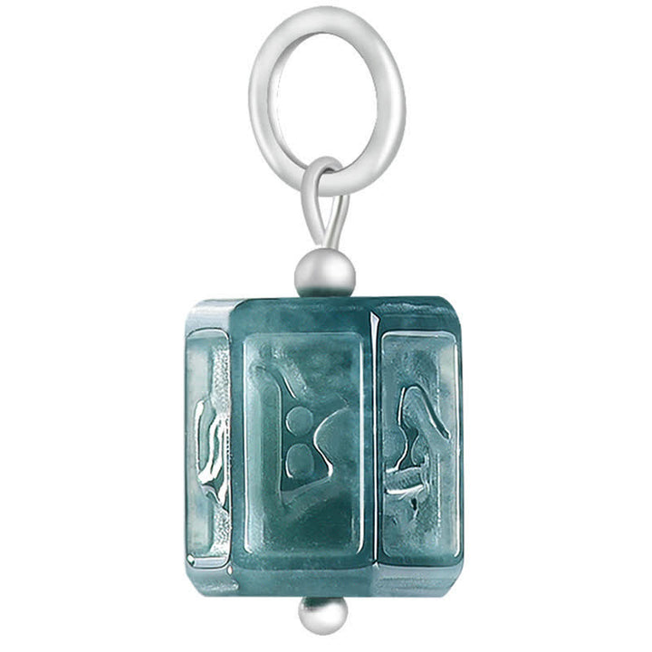 Buddha Stones Jade Om Mani Padme Hum Wisdom Square Pendant Necklace - image 9