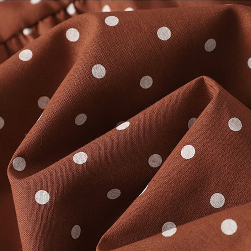 Buddha Stones Spring Vintage Tiered Polka Dot Women's Long Sleeve Dress With Pockets - image 14