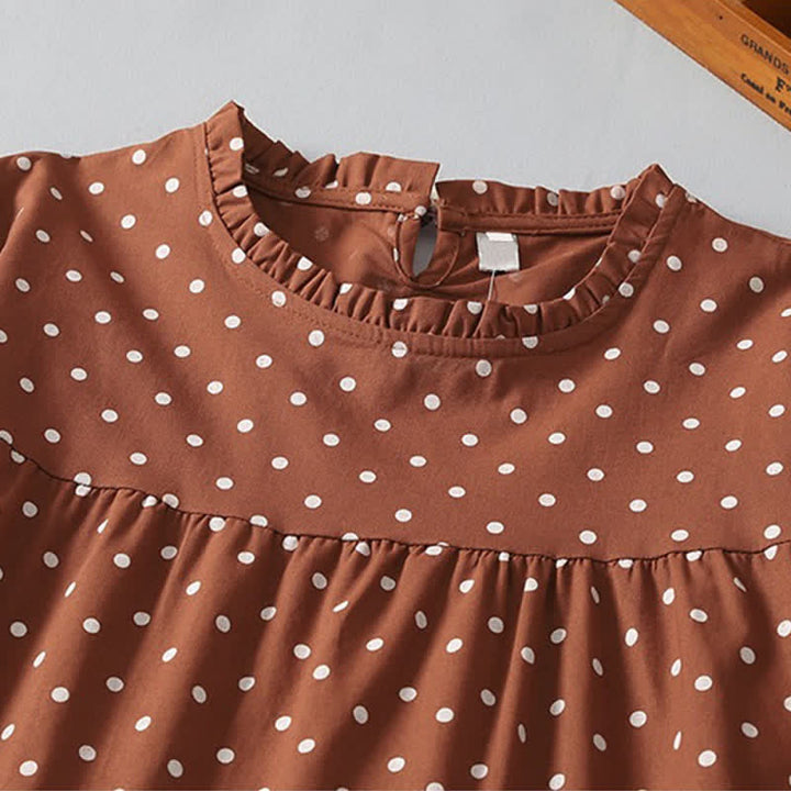 Buddha Stones Spring Vintage Tiered Polka Dot Women's Long Sleeve Dress With Pockets - image 7