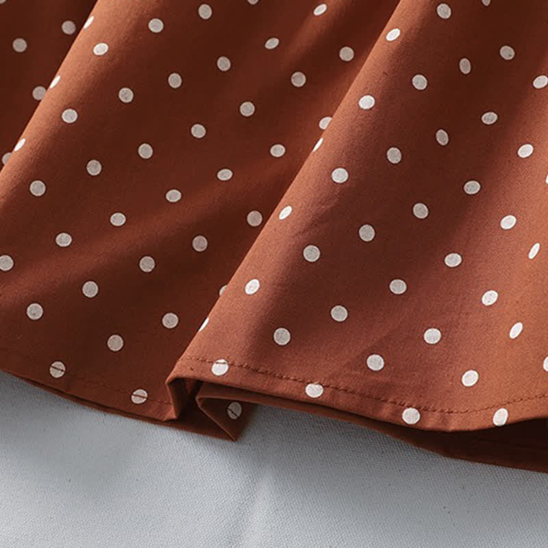 Buddha Stones Spring Vintage Tiered Polka Dot Women's Long Sleeve Dress With Pockets - image 12