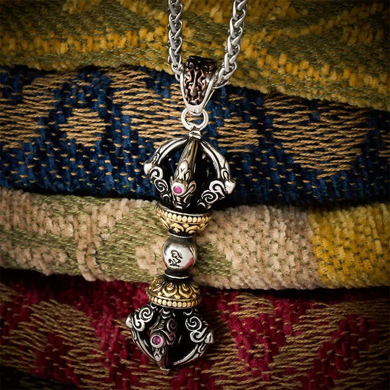 Buddha Stones Tibetan Copper Vajra Design Pendant Necklace for Grounding and Spiritual Power - image 1