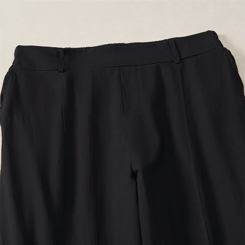Buddha Stones Spring Summer Casual Basic Solid Ankle Pants Women's Straight Leg Pants With Pockets - image 12