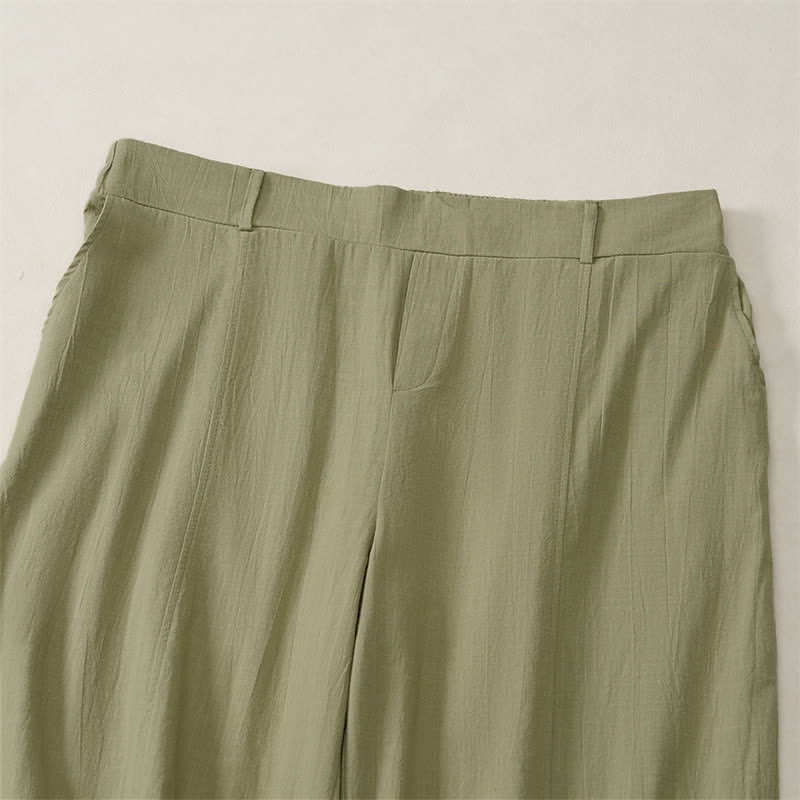 Buddha Stones Spring Summer Casual Basic Solid Ankle Pants Women's Straight Leg Pants With Pockets - image 27