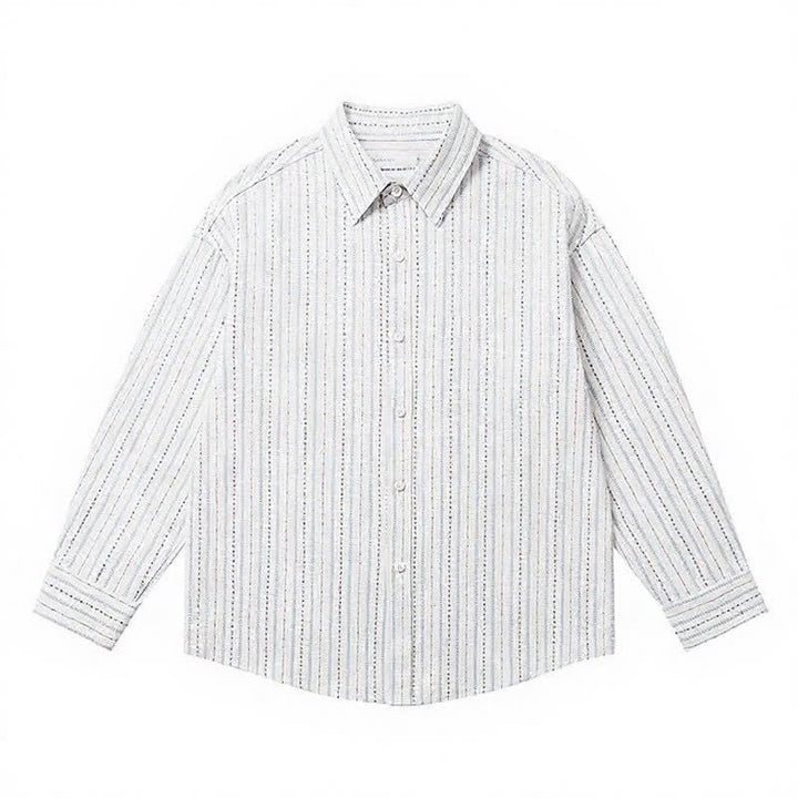 Buddha Stones Fall Casual Vintage Button-Up Striped Cotton Men's Long Sleeve Shirts With Patch Pocket - image 14