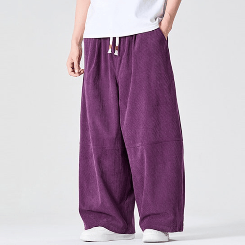 Buddha Stones Fall Winter Casual Corduroy Drawstring Solid Long Pants Men's Straight Leg Pants With Pocket - RebeccaPurple - US/UK/AU46，EU56 (5XL) - image 5