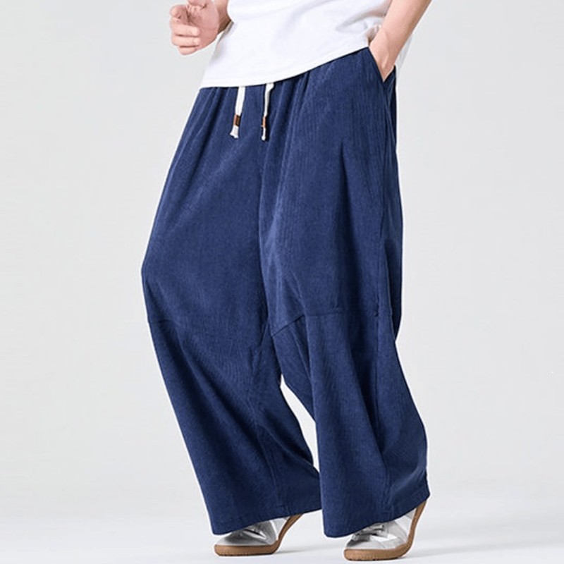Buddha Stones Fall Winter Casual Corduroy Drawstring Solid Long Pants Men's Straight Leg Pants With Pocket - image 2