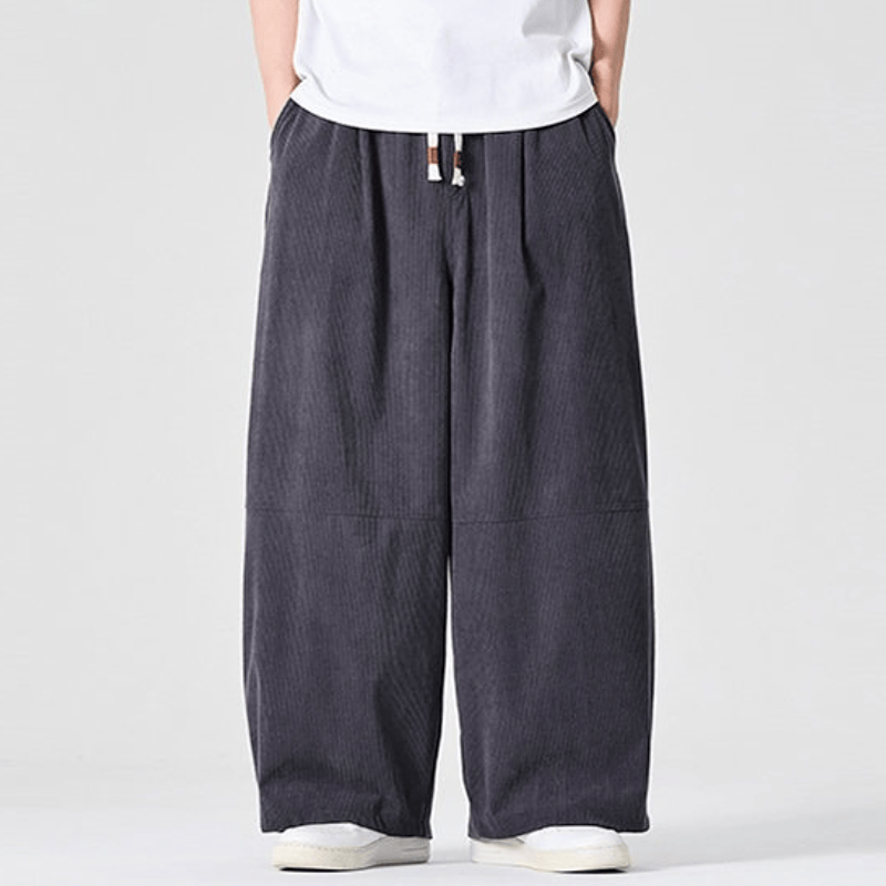 Buddha Stones Fall Winter Casual Corduroy Drawstring Solid Long Pants Men's Straight Leg Pants With Pocket - image 12