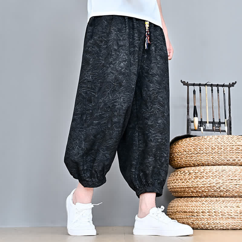 Buddha Stones Spring Summer Casual Boho Drawstring Abstract Capri Pants Men's Harem Pants With Pocket - image 19