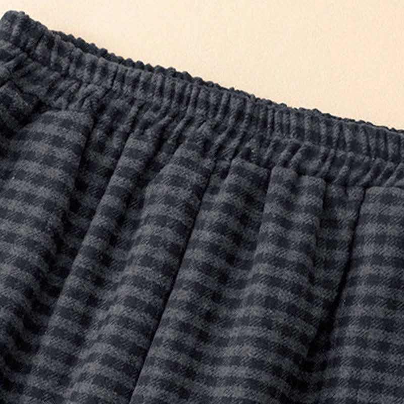 Buddha Stones Winter Casual Plaid Cropped Pants Women's Straight Leg Pants With Pocket - image 3