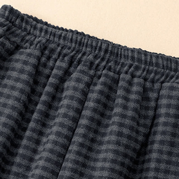 Buddha Stones Winter Casual Plaid Cropped Pants Women's Straight Leg Pants With Pocket - image 3