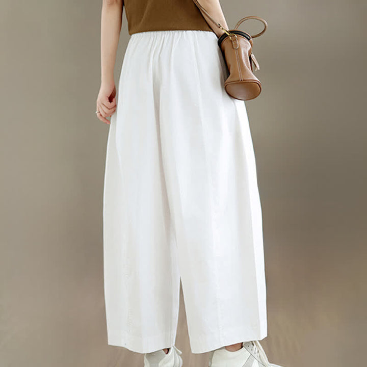 Buddha Stones Spring Summer Simple Plain Solid Cropped Pants Women's Wide Leg Pants With Pockets - image 16