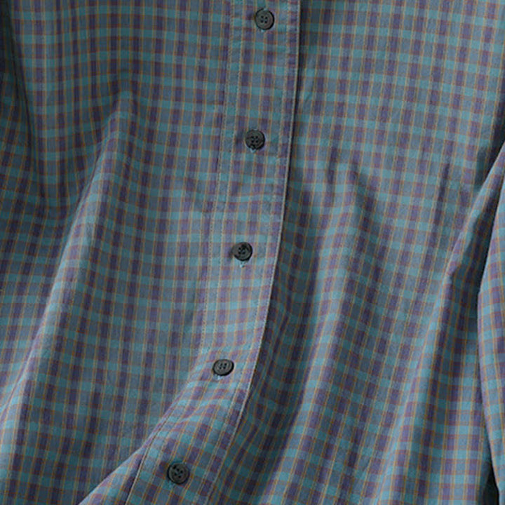 Buddha Stones Spring Fall Minimalist Button-Up Plaid Women's Long Sleeve Shirts - image 14