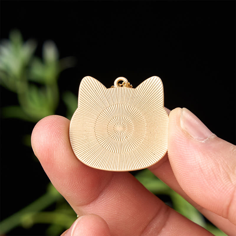 Buddha Stones Chinese Song Brocade Cat Head Copper Harmonic Connection Necklace - image 3