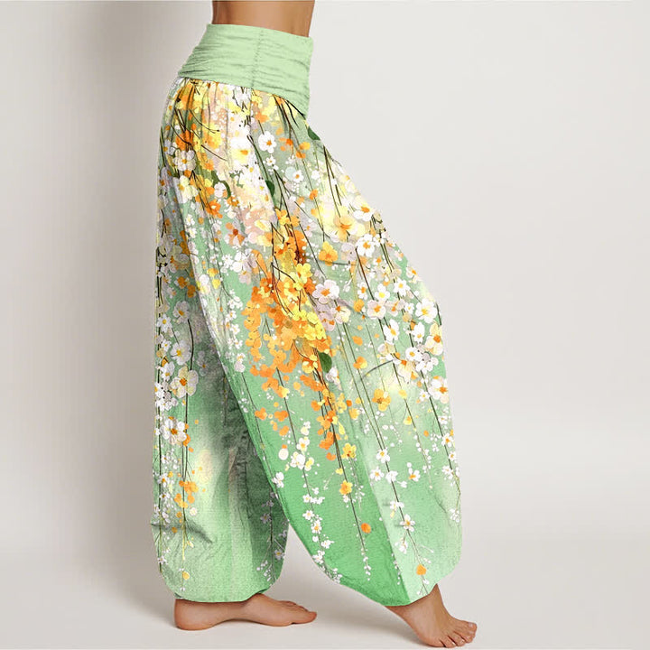 Buddha Stones Cotton Wildflower Cascade Pattern Women's Elastic Waist Harem Pants - image 9