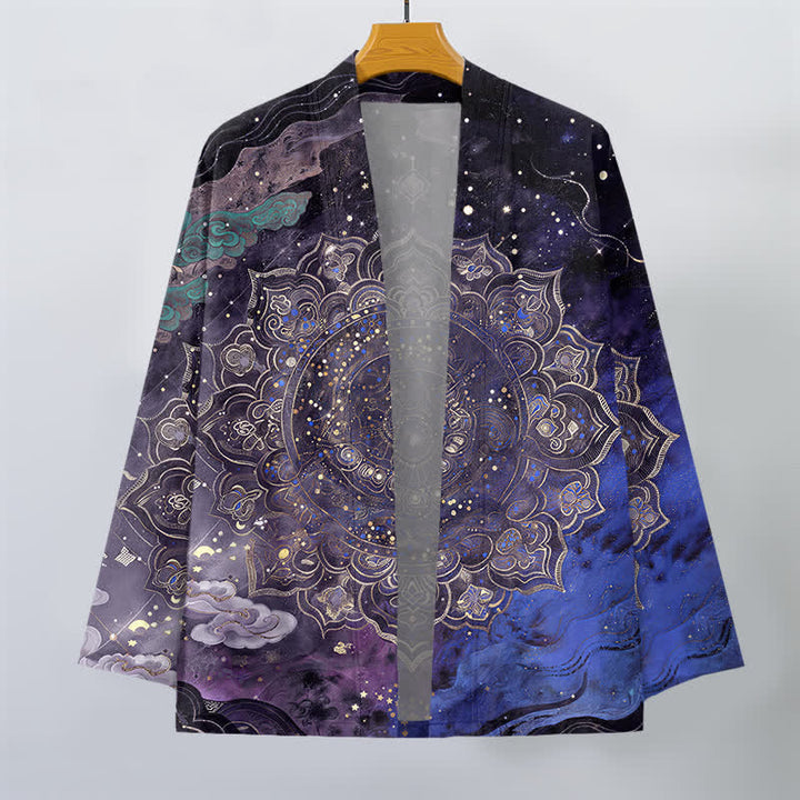 Buddha Stones Cotton Galactic Mandala Pattern Open Front Men's Kimono - image 1