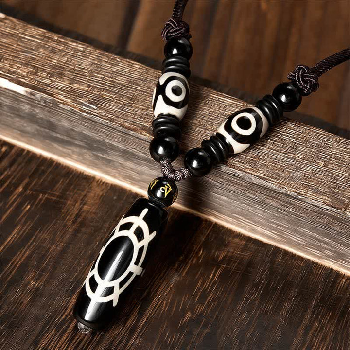 Buddha Stones Tibetan Black Onyx Tortoise Shell Design Protection Blessings String Necklace Pendant - image 1