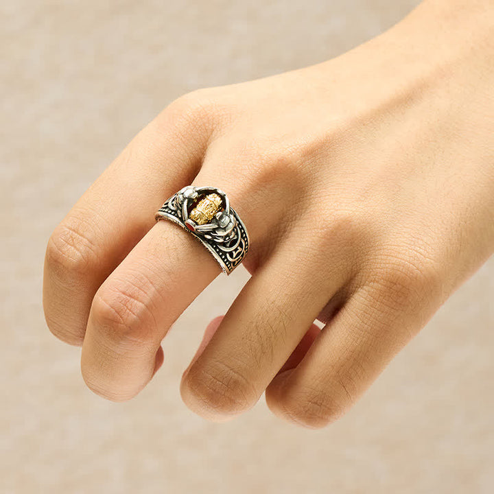 Buddha Stones Copper Pi Xiu Chinese Coin Wealth Spinner Adjustable Ring - image 4