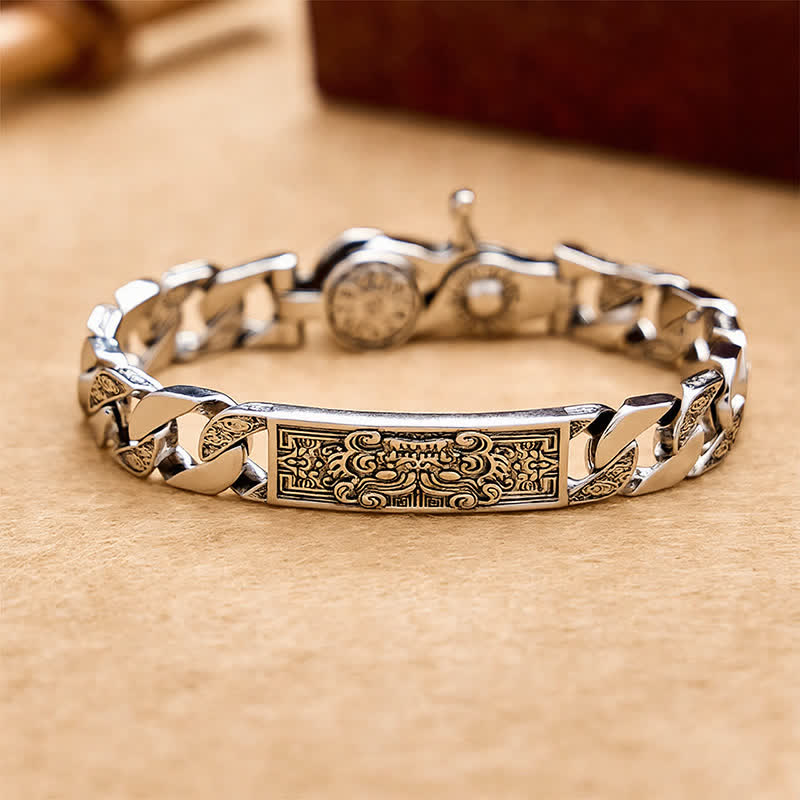 Buddha Stones Vintage Taotie Om Mani Padme Hum Relief Carving Copper Grounding Bracelet - 7.9–8.3 in (20–21 cm) - image 0