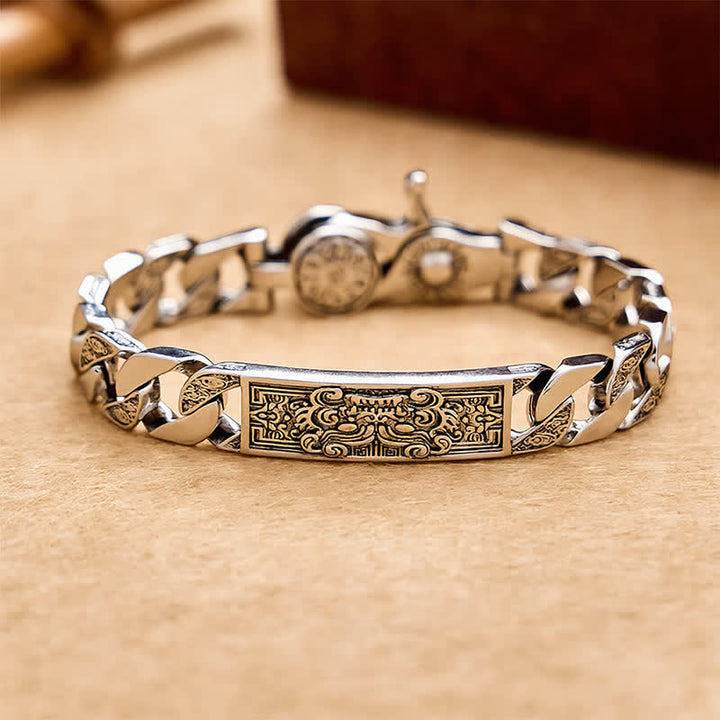 Buddha Stones Vintage Taotie Om Mani Padme Hum Relief Carving Copper Grounding Bracelet - 7.9–8.3 in (20–21 cm) - image 0