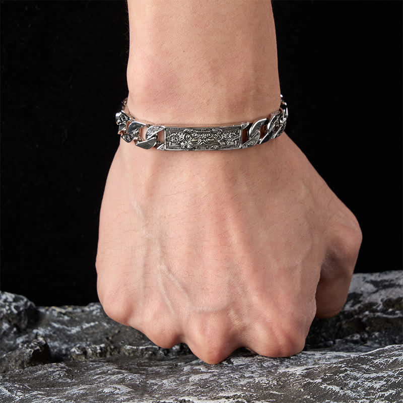 Buddha Stones Vintage Taotie Om Mani Padme Hum Relief Carving Copper Grounding Bracelet - image 5