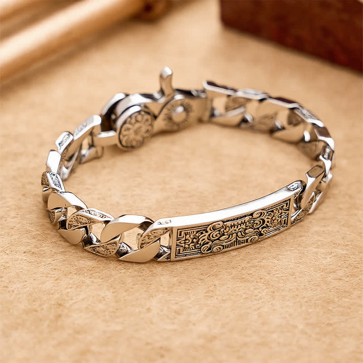 Buddha Stones Vintage Taotie Om Mani Padme Hum Relief Carving Copper Grounding Bracelet - image 1