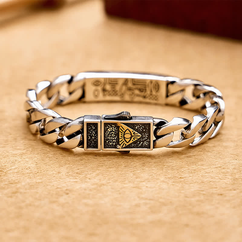Buddha Stones Egyptian Inspired Copper Eye of Horus Engraved Chain Bracelet - image 1