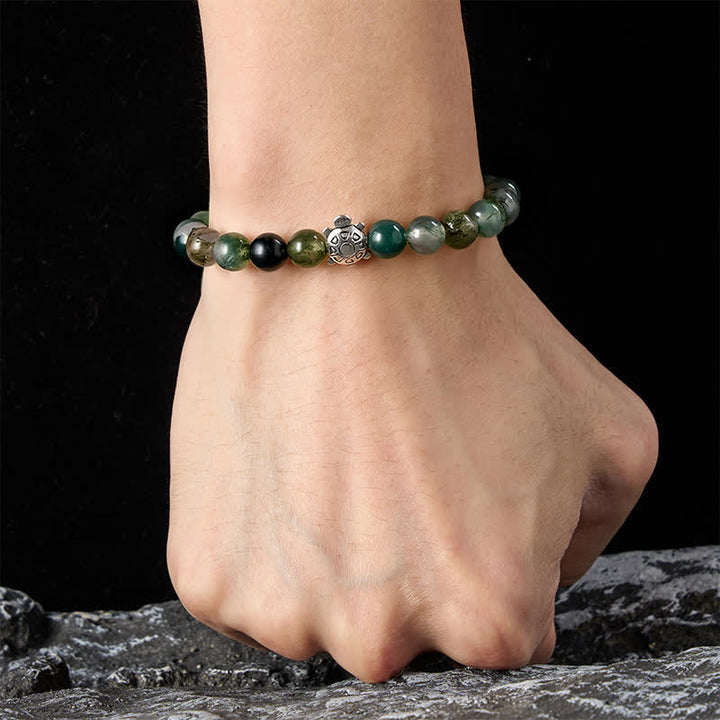Buddha Stones Moss Agate Copper Turtle Calm Bracelet - image 4