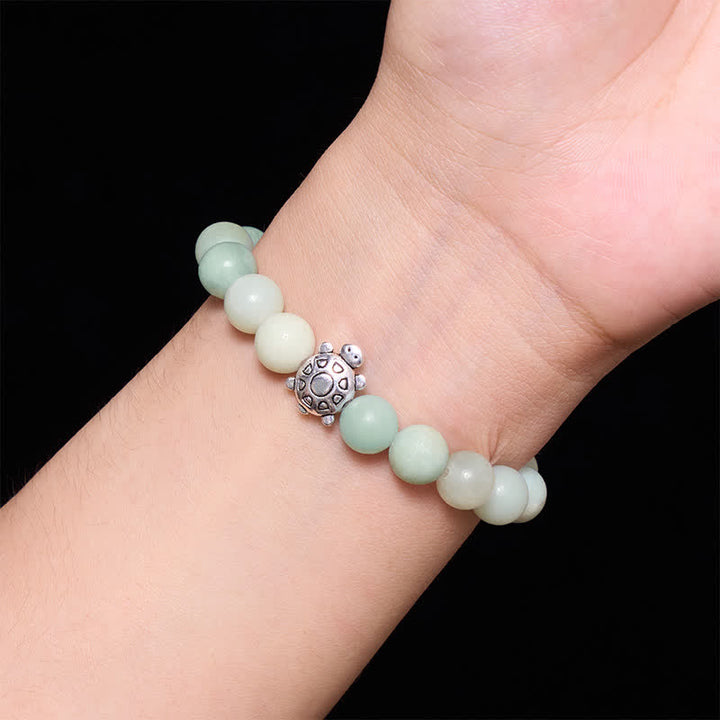 Buddha Stones Amazonite Copper Turtle Hand Polished Round Bead Bracelet - image 4