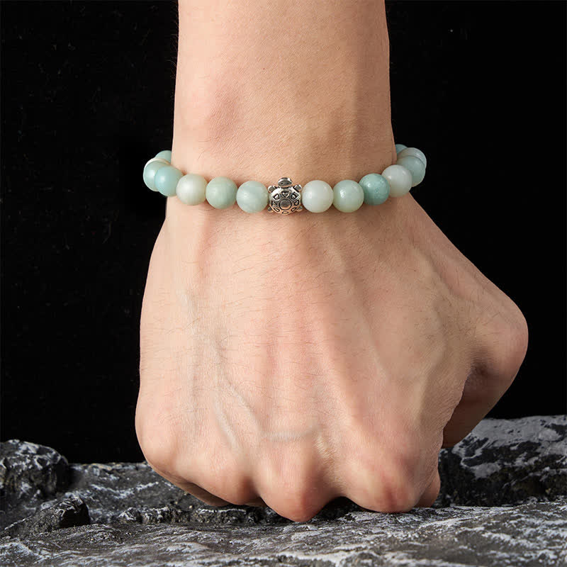 Buddha Stones Amazonite Copper Turtle Hand Polished Round Bead Bracelet - image 5