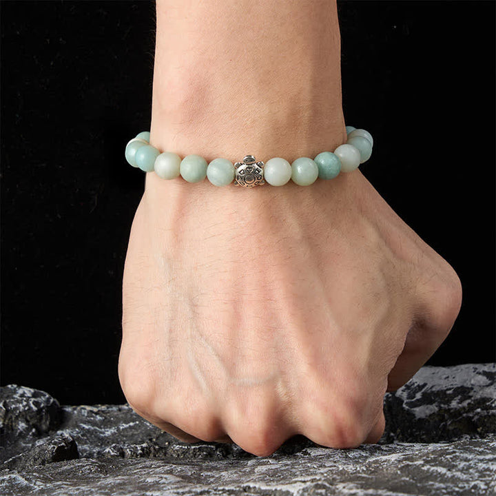 Buddha Stones Amazonite Copper Turtle Hand Polished Round Bead Bracelet - image 5