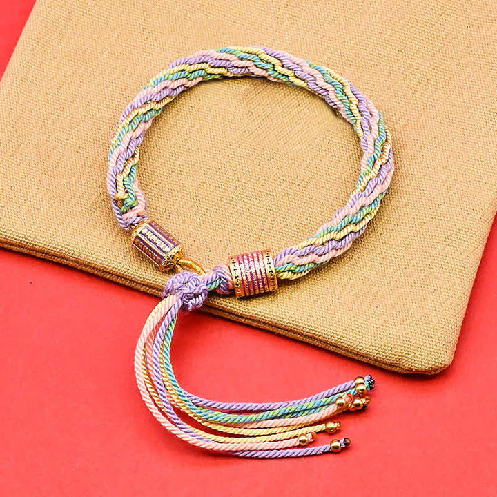 Buddha Stones Tibetan Enamel Colorful Tassel Rope Bracelet - Red (Wrist Circumference: 5.9–7.1 in/15–18 cm) - image 1