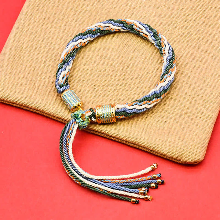 Buddha Stones Tibetan Enamel Colorful Tassel Rope Bracelet - Green (Wrist Circumference: 5.9–7.1 in/15–18 cm) - image 3