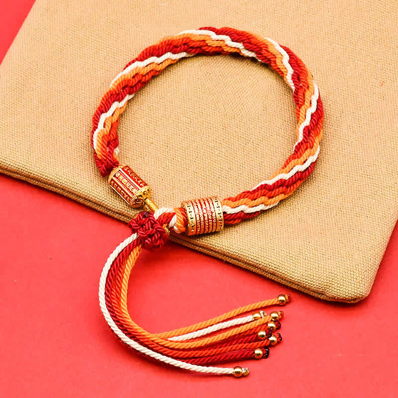 Buddha Stones Tibetan Enamel Colorful Tassel Rope Bracelet - DarkRed (Wrist Circumference: 5.9–7.1 in/15–18 cm) - image 4