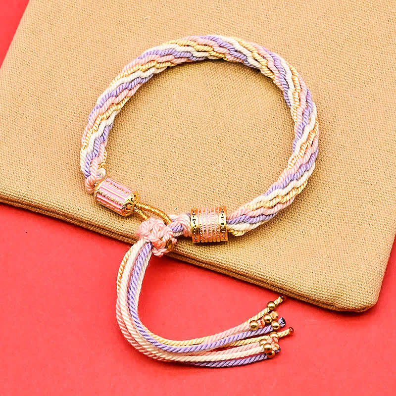 Buddha Stones Tibetan Enamel Colorful Tassel Rope Bracelet - LavenderBlush (Wrist Circumference: 5.9–7.1 in/15–18 cm) - image 5