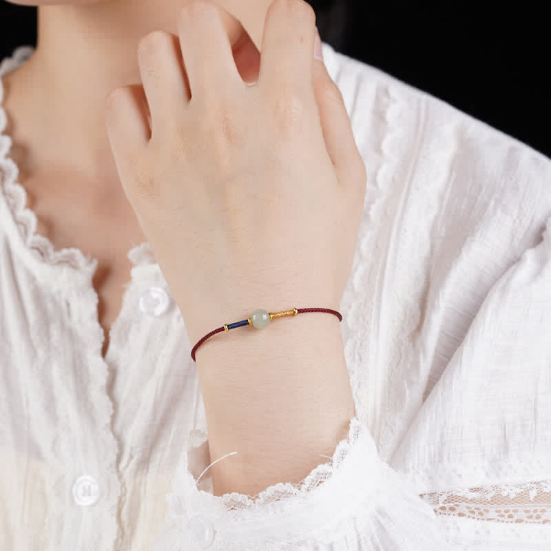 Buddha Stones Adjustable Jade Round Bead Red String Harmony Bracelet Anklet - image 13