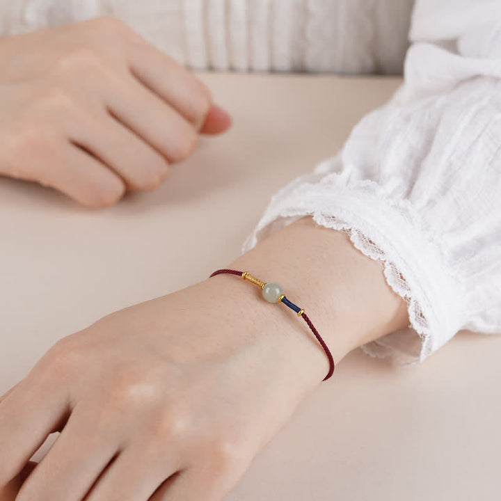 Buddha Stones Adjustable Jade Round Bead Red String Harmony Bracelet Anklet - image 5