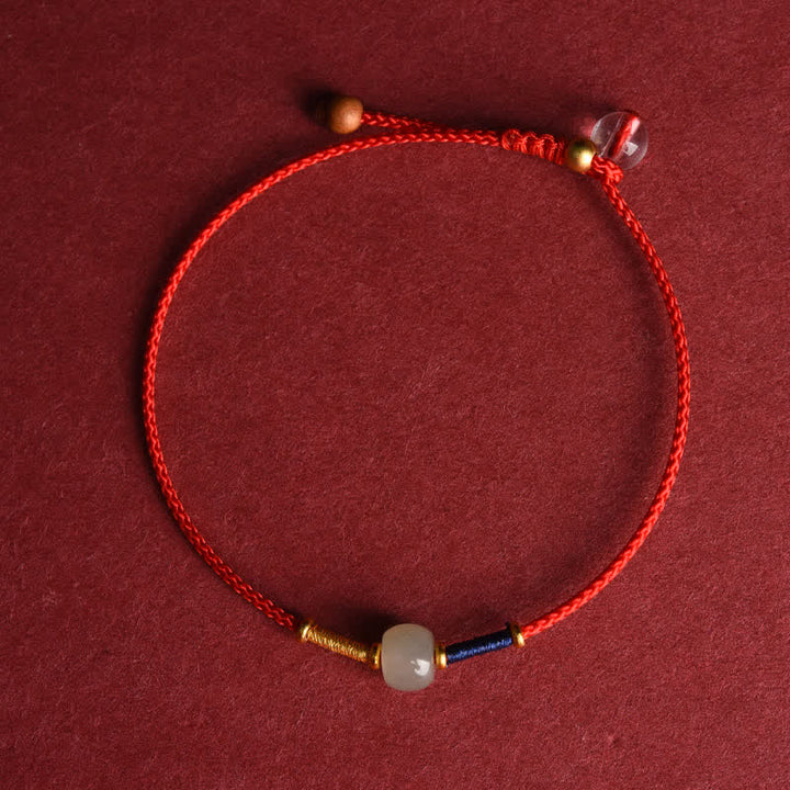Buddha Stones Adjustable Jade Round Bead Red String Harmony Bracelet Anklet - Anklet - Red (8.3-10.6 in/21-27 cm) - image 10