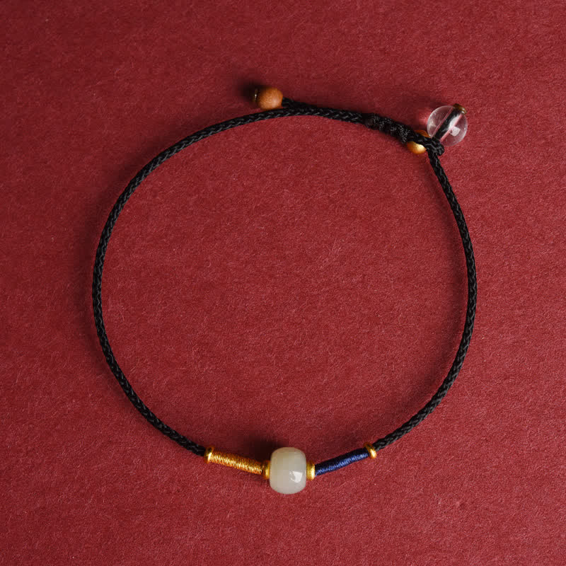 Buddha Stones Adjustable Jade Round Bead Red String Harmony Bracelet Anklet - Anklet - Black (8.3-10.6 in/21-27 cm) - image 11