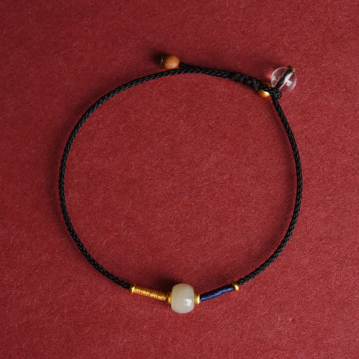 Buddha Stones Adjustable Jade Round Bead Red String Harmony Bracelet Anklet - Anklet - Black (8.3-10.6 in/21-27 cm) - image 11