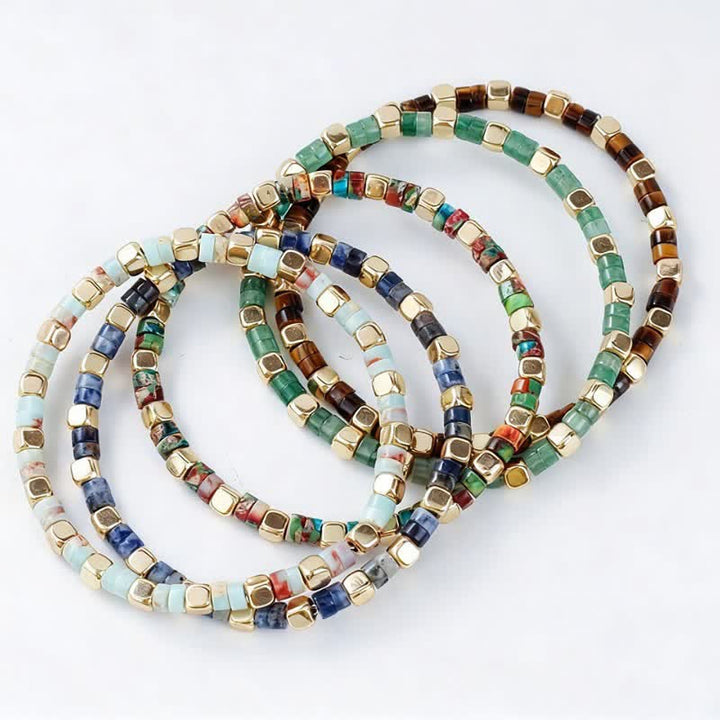 Buddha Stones Blue Spot Jasper Green Aventurine Natural Barrel-Shaped Beads Strength Bracelet - image 14