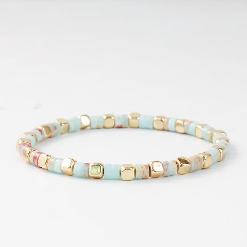 Buddha Stones Blue Spot Jasper Green Aventurine Natural Barrel-Shaped Beads Strength Bracelet - image 3
