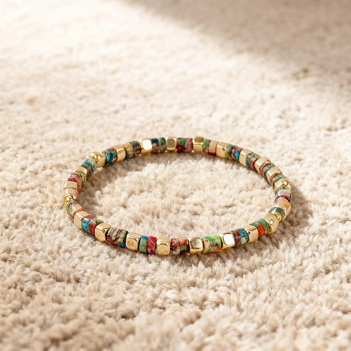 Buddha Stones Blue Spot Jasper Green Aventurine Natural Barrel-Shaped Beads Strength Bracelet - image 11