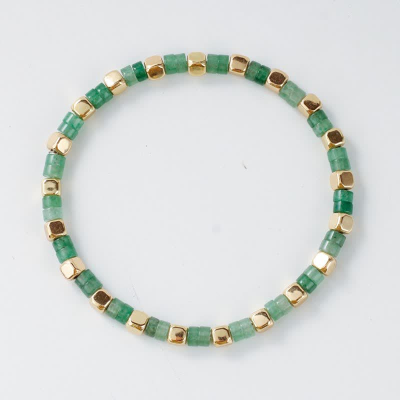 Buddha Stones Blue Spot Jasper Green Aventurine Natural Barrel-Shaped Beads Strength Bracelet - image 8