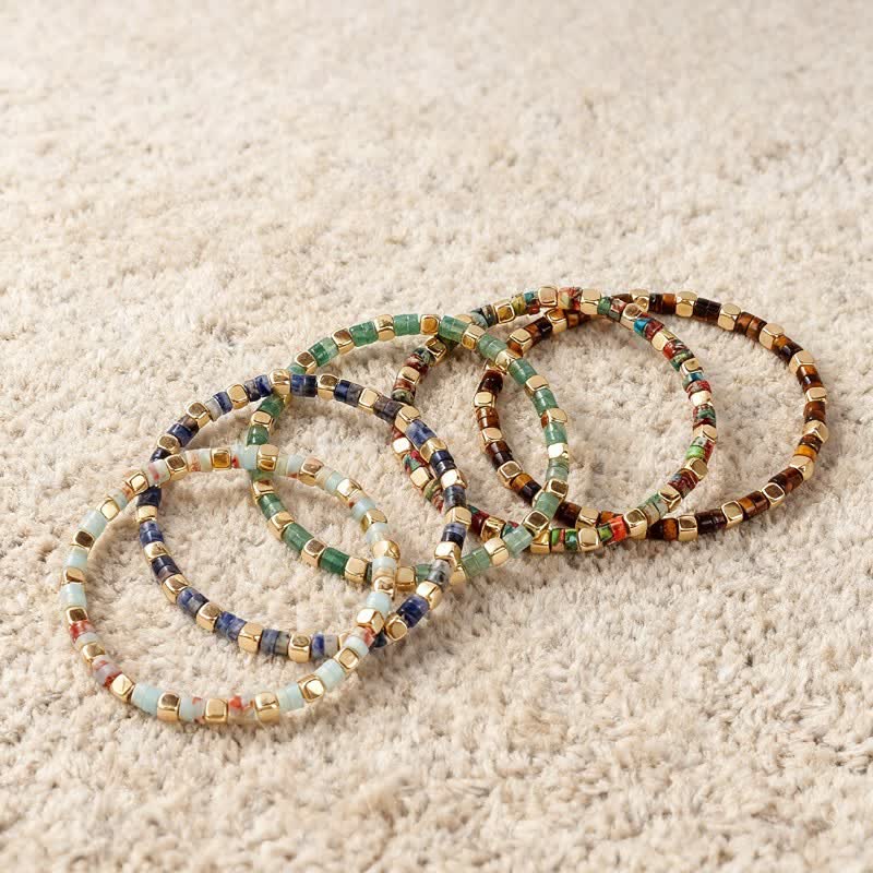 Buddha Stones Blue Spot Jasper Green Aventurine Natural Barrel-Shaped Beads Strength Bracelet - image 13