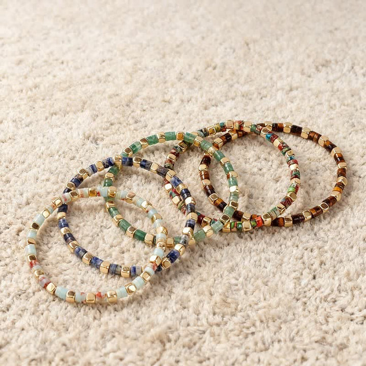 Buddha Stones Blue Spot Jasper Green Aventurine Natural Barrel-Shaped Beads Strength Bracelet - image 13