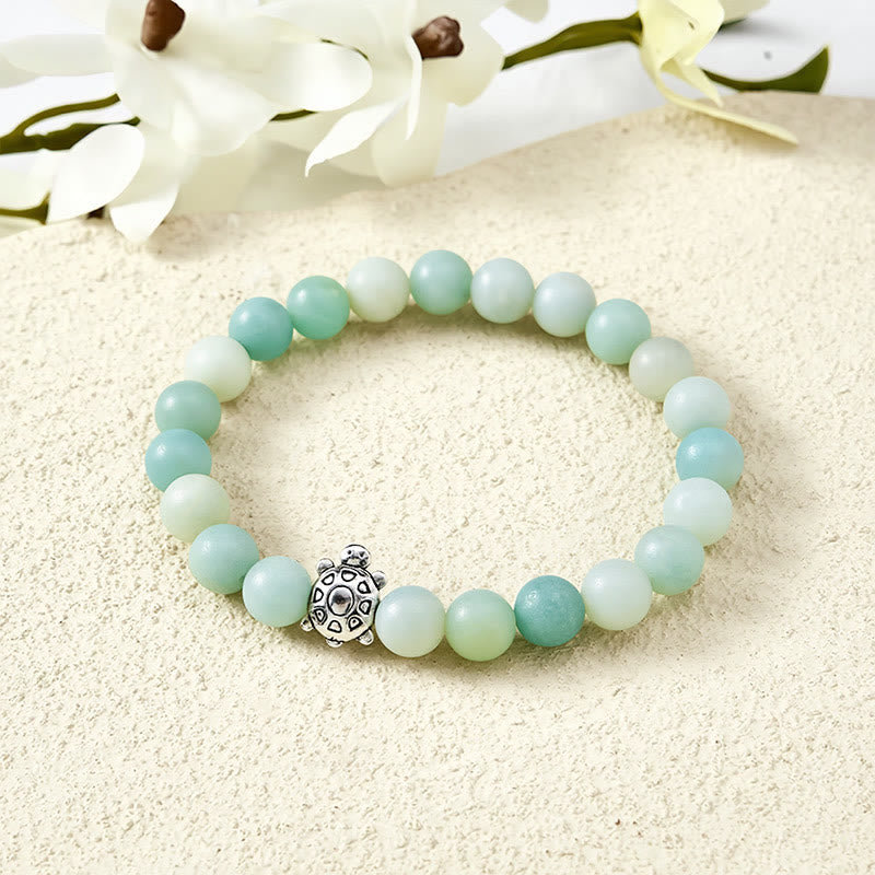 Buddha Stones Amazonite Copper Turtle Hand Polished Round Bead Bracelet - Amazonite(Wrist Circumference: 5.9–6.3 in / 15–16 cm) - image 0
